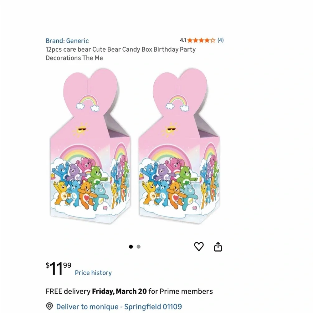 Pink Care Bear Candy Box - 12pcs